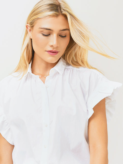 Trovata Women's Marianne B Ruffle Sleeve Shirt
