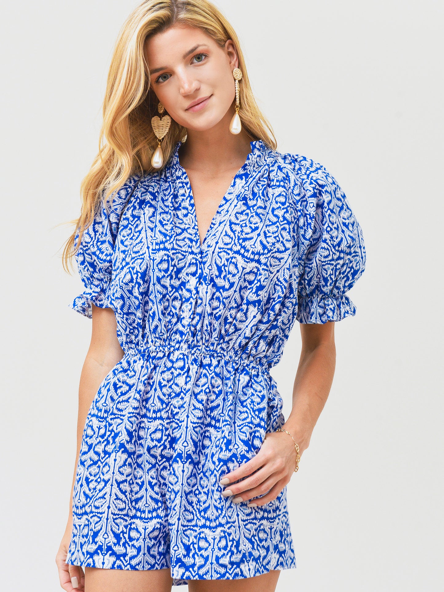 Charina Sarte Women's Ikat Romper - Saint Bernard