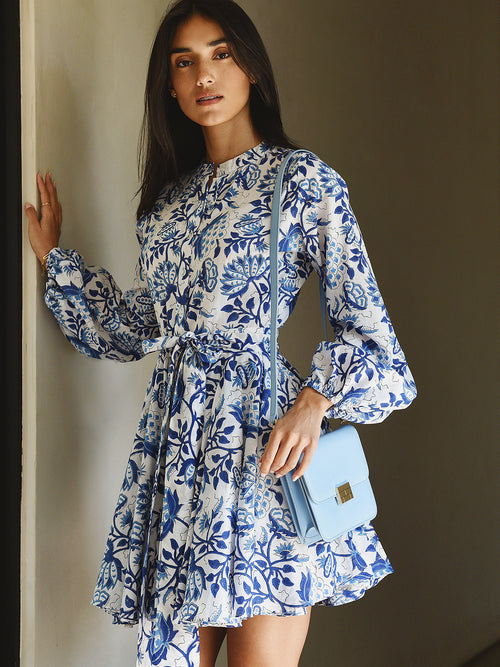Charina Sarte Women's Blue China Mini Dress