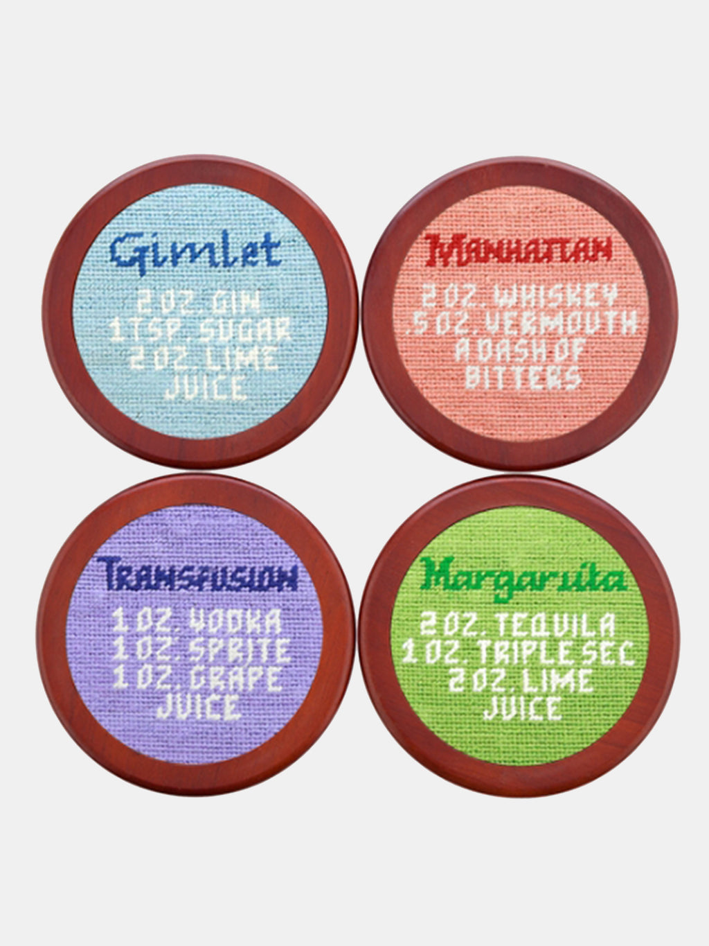 Smathers + Branson Mixed Drinks Needlepoint Coaster Set - Saint Bernard