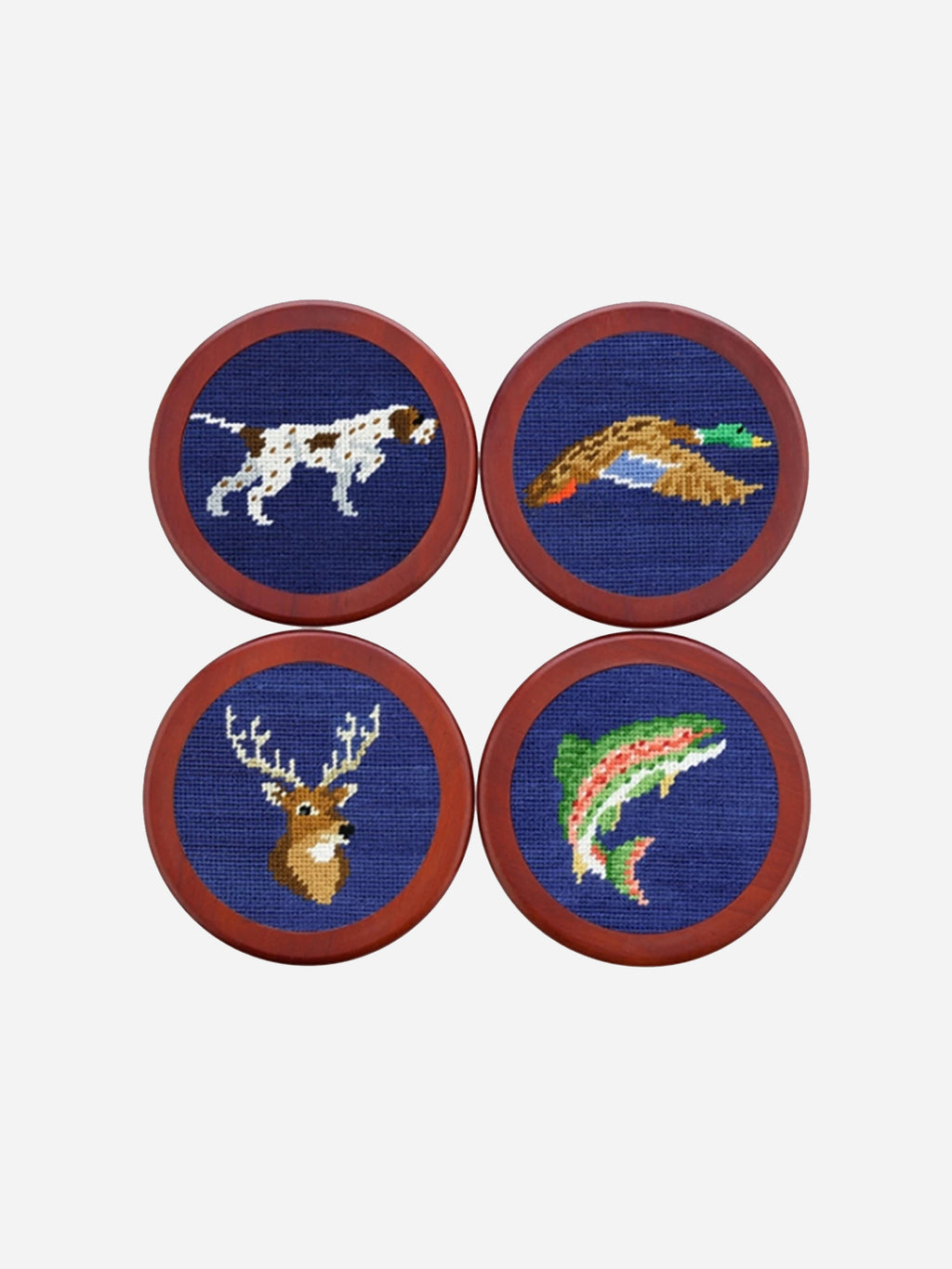 Smathers & Branson Southern Sportsman Needlepoint Coaster Set - Saint Bernard