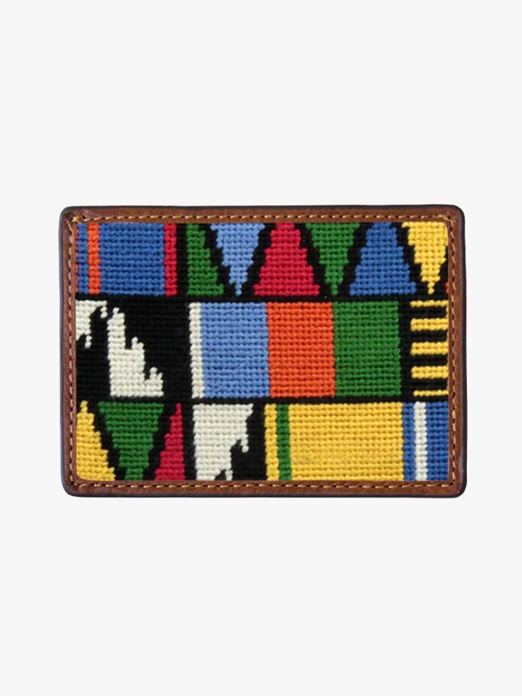 Smathers & Branson Mayan Pattern Needlepoint Bi-Fold Wallet - Saint Bernard