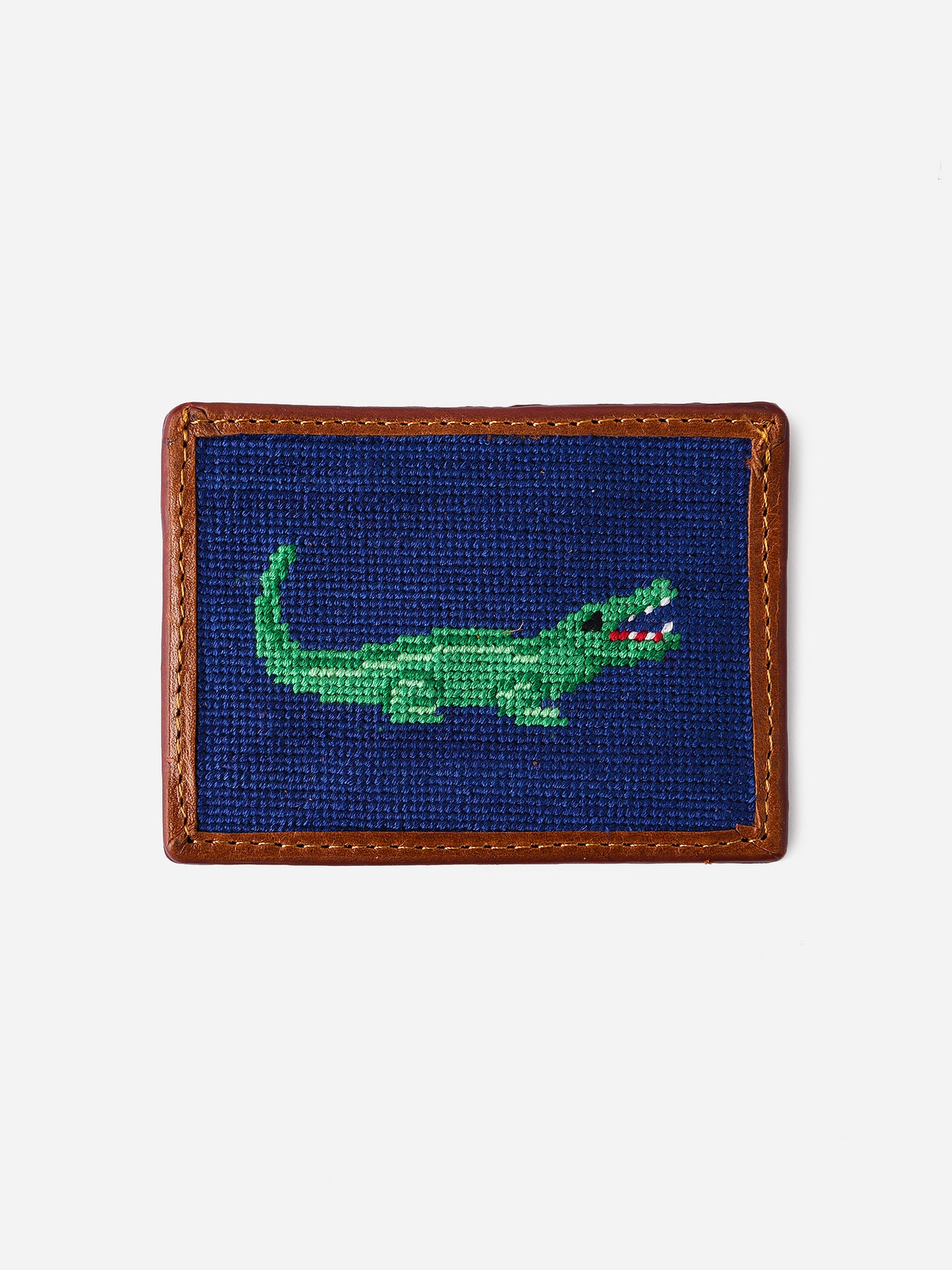 Smathers & Branson Alligator Needlepoint Card Wallet - Saint Bernard