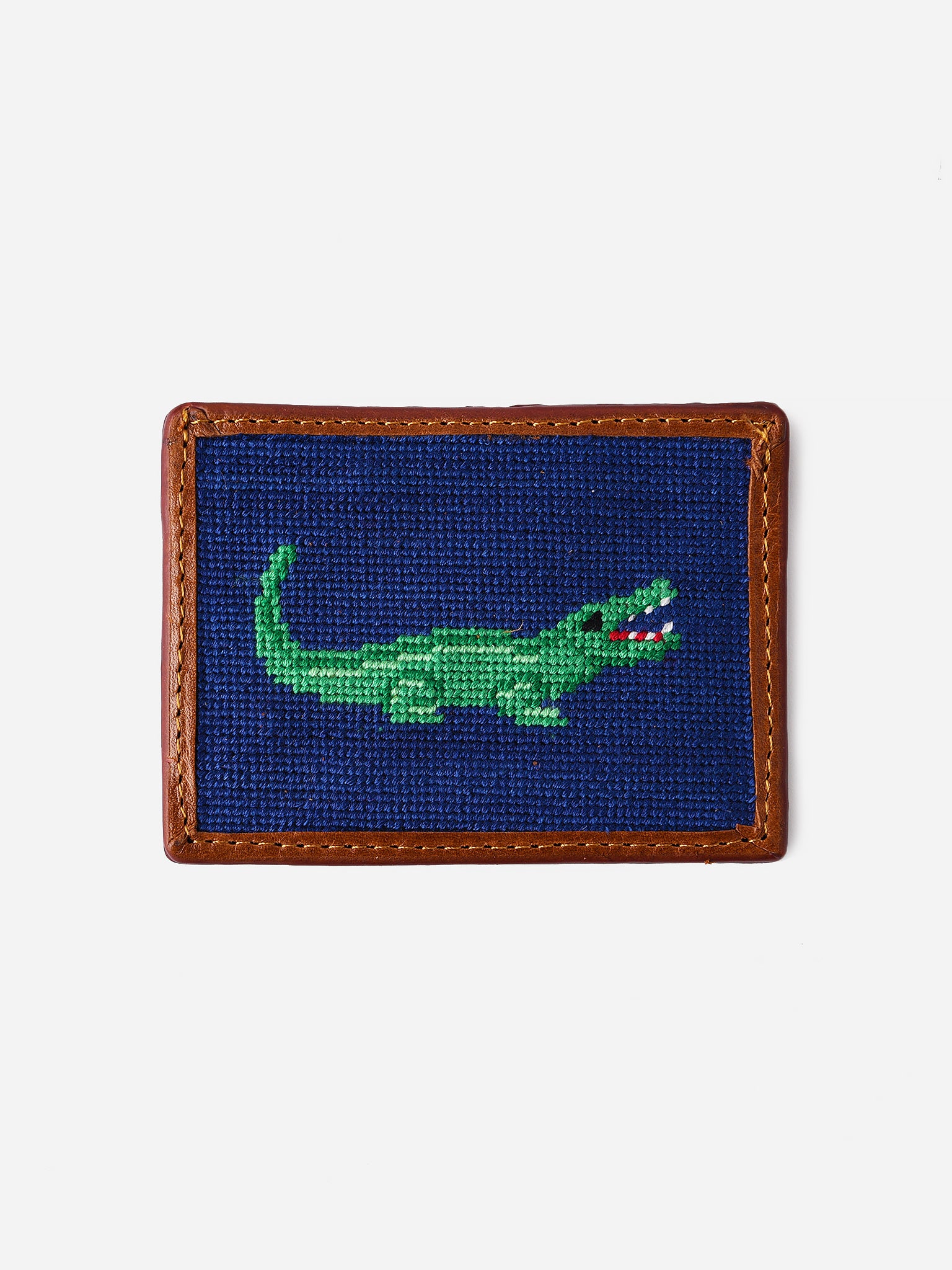 Smathers & Branson Alligator Needlepoint Card Wallet - Saint Bernard