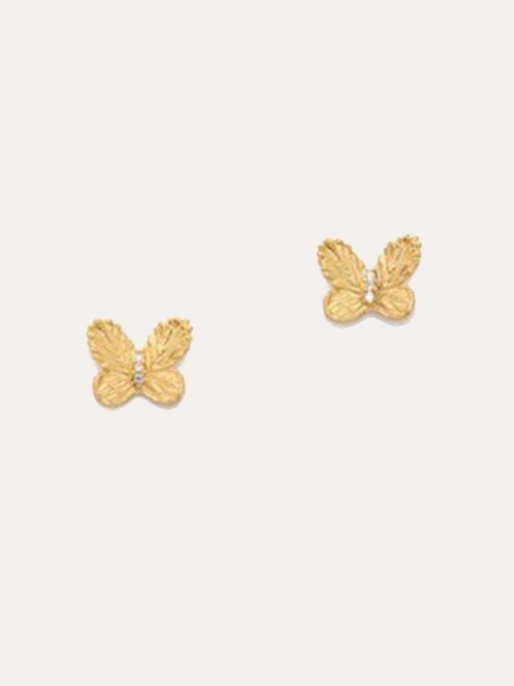 Tai Butterfly with CZ in Center Post Earrings - Saint Bernard