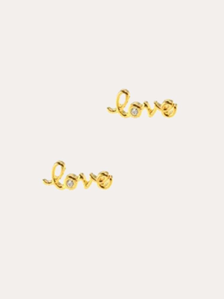 Tai Simple Single CZ Love Stud Earrings - Saint Bernard