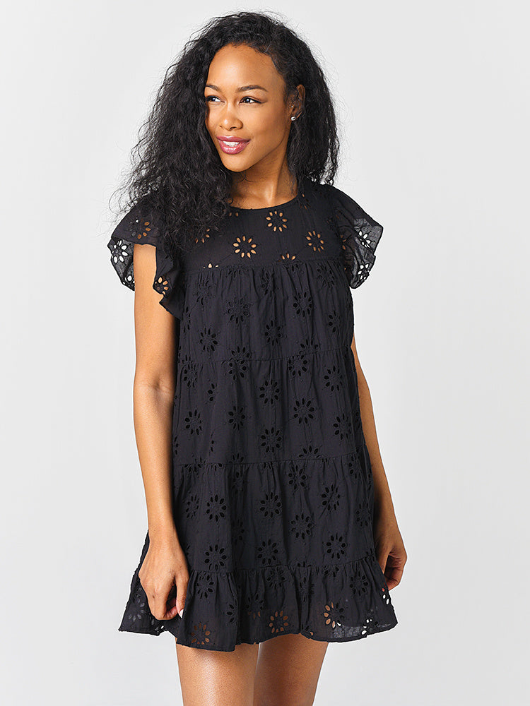 Entro Women's Eyelet Lace Tiered Dress