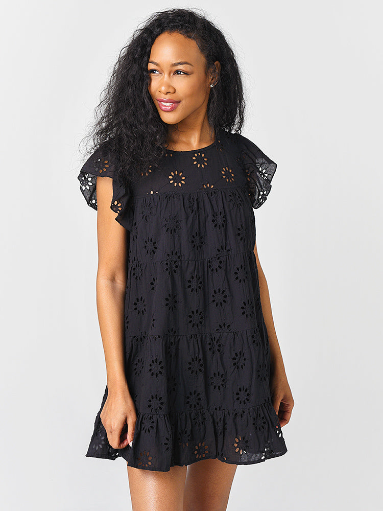 Entro Women's Eyelet Lace Tiered Dress Saint Bernard Entro Women's Eyelet Lace Tiered Dress Saint Bernard