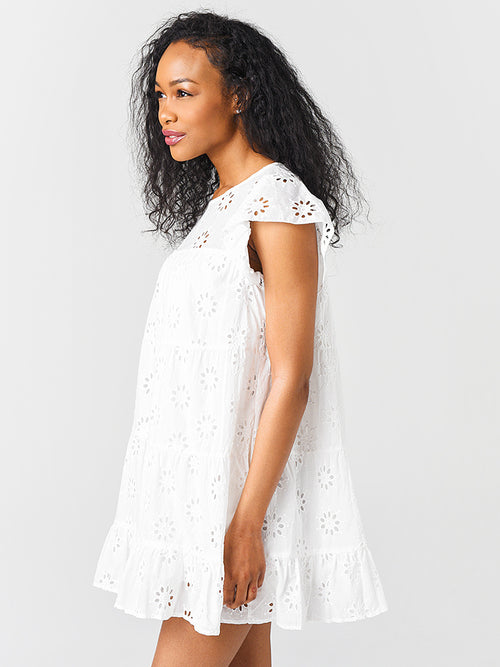 Entro Women's Eyelet Lace Tiered Dress