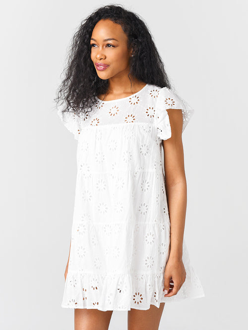 Entro Women's Eyelet Lace Tiered Dress