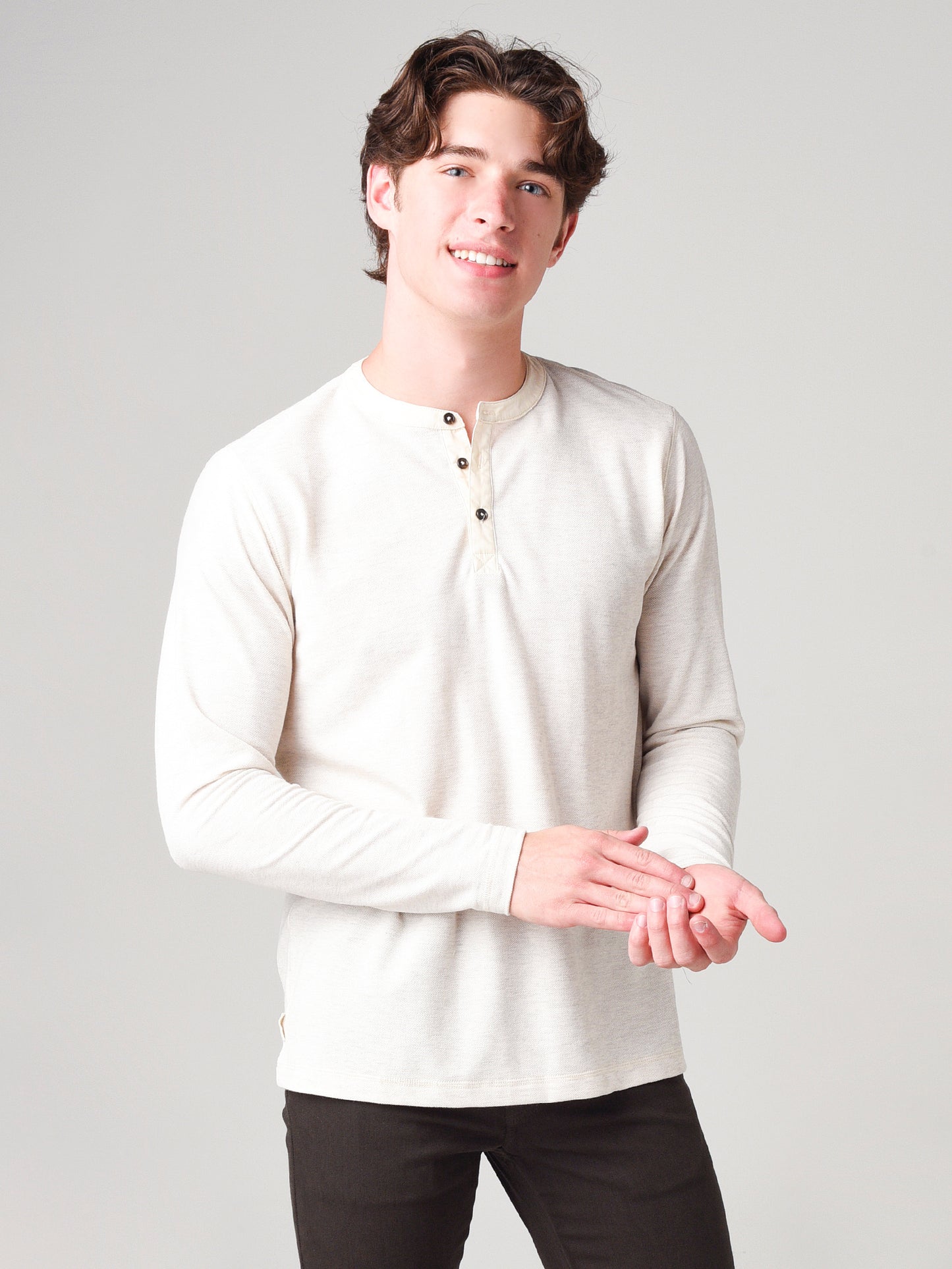 Duck Head Men's Heathered Pique Henley Shirt - Saint Bernard