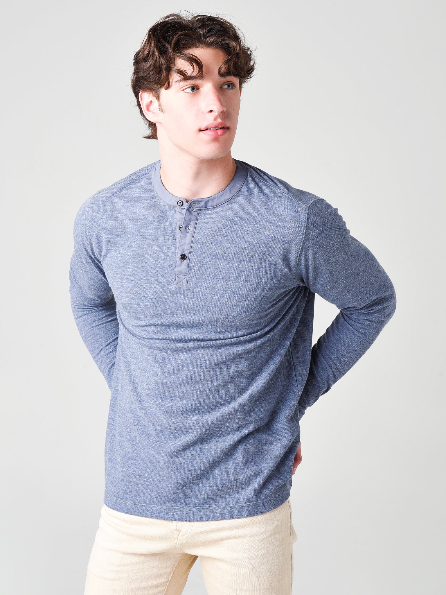 Duck Head Men's Heathered Pique Henley Shirt - Saint Bernard