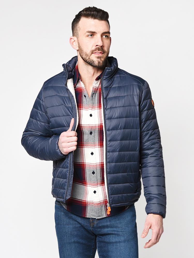 Save The Duck Men’s Giga Puffer Jacket With Faux Sherpa Lining
