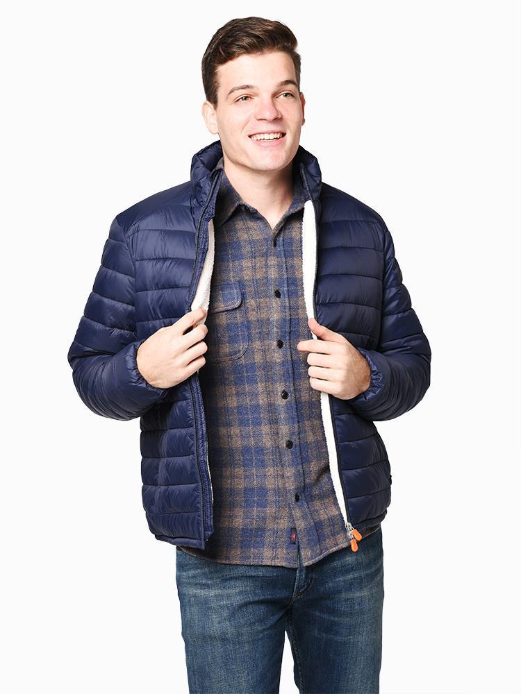 Save The Duck Men’s Giga Puffer Jacket With Faux Sherpa Lining - Saint Bernard