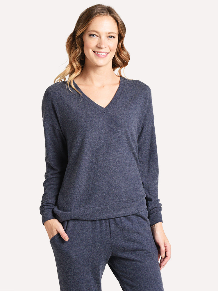Velvet Women's Cozy Jersey V-Neck Sweatshirt - Saint Bernard