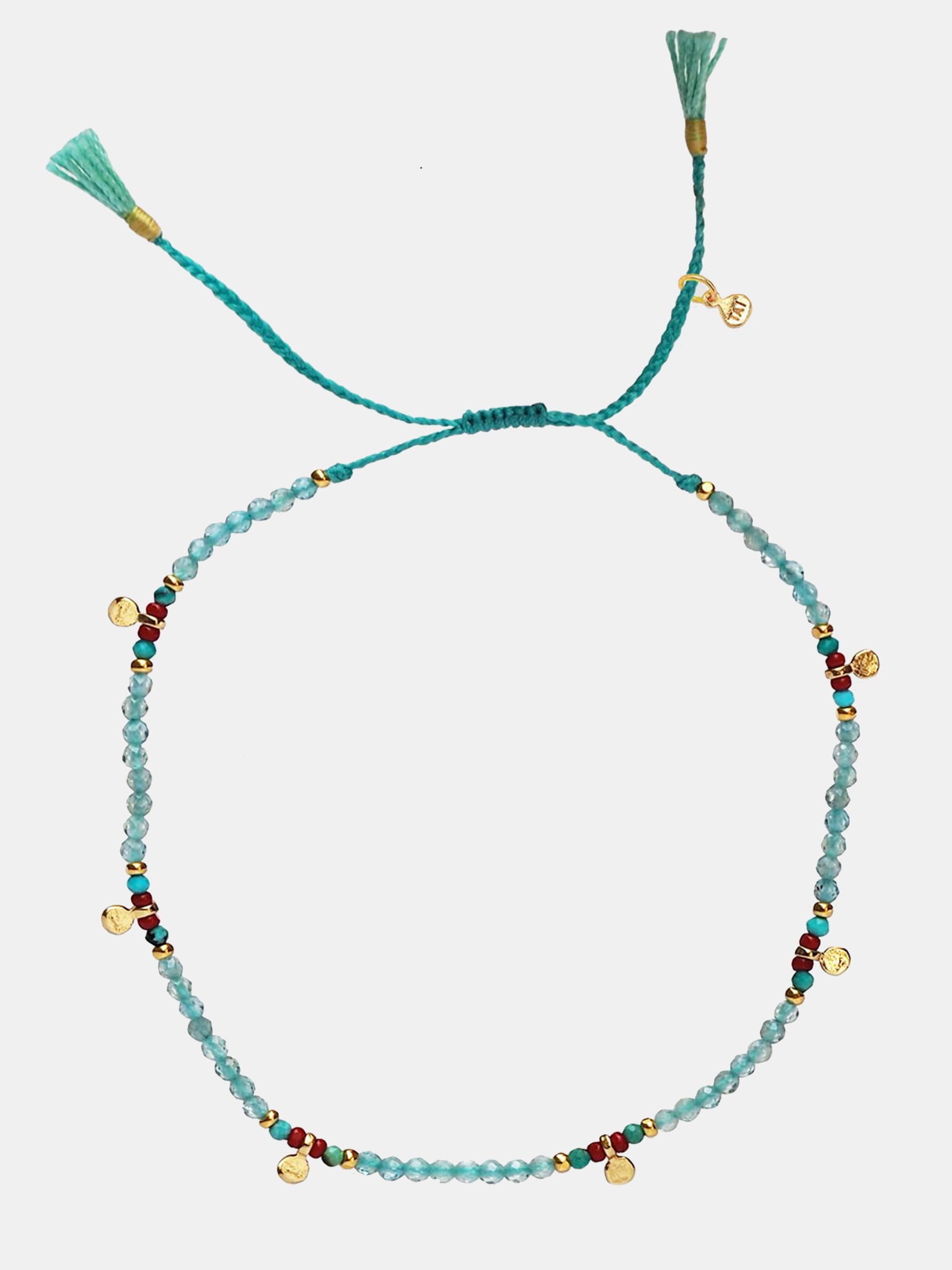 Tai Handmade Beaded Bracelet with Small Gold Dangle Accent - Saint Bernard