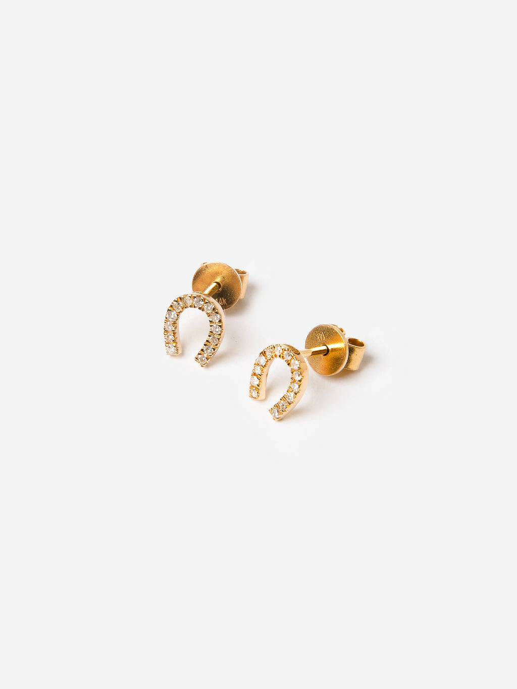 S. Bell Women's Mini Horseshoe Diamond Stud Earrings - Saint Bernard
