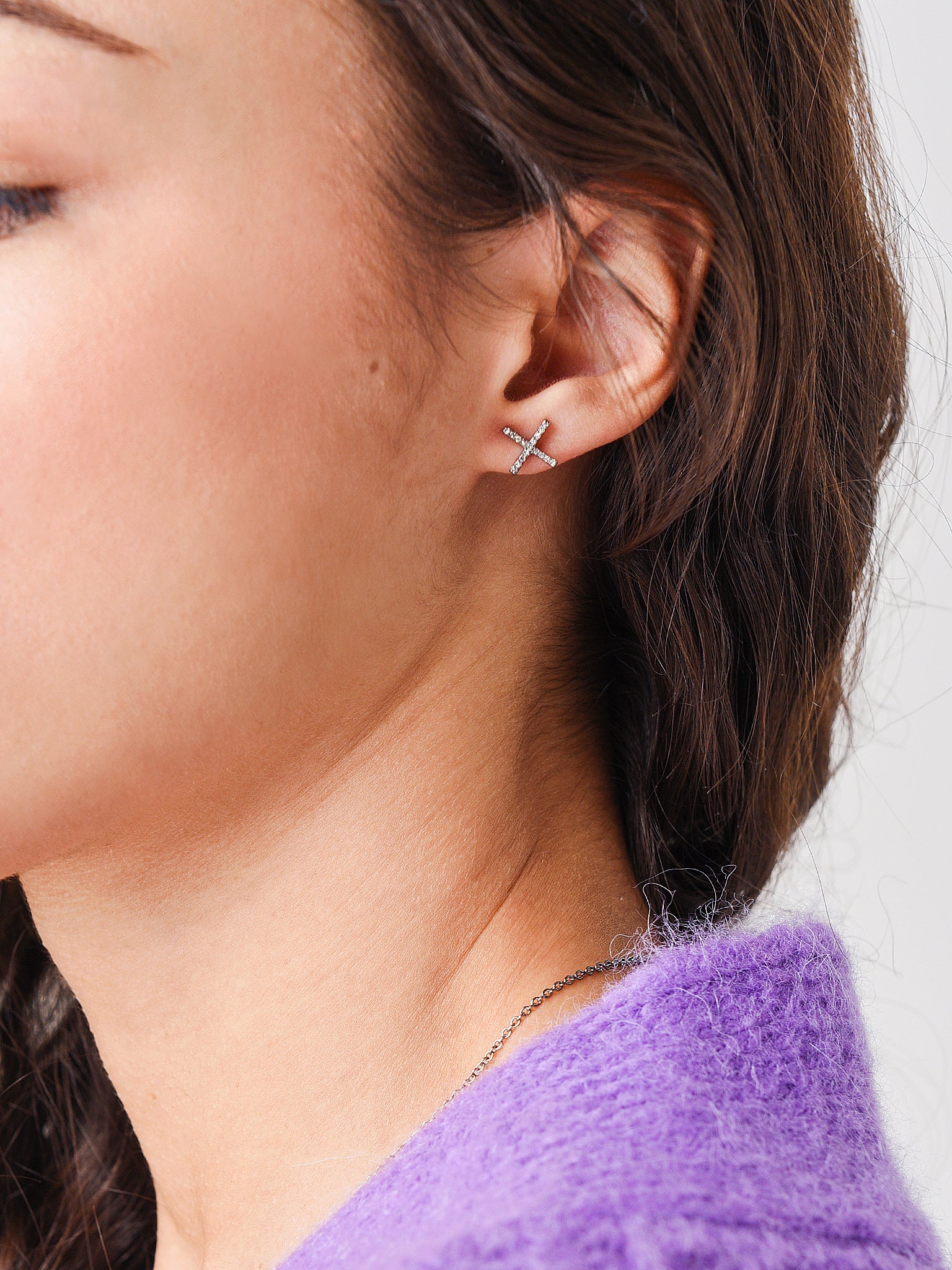 S. Bell Women's Diamond X Stud Earrings - Saint Bernard