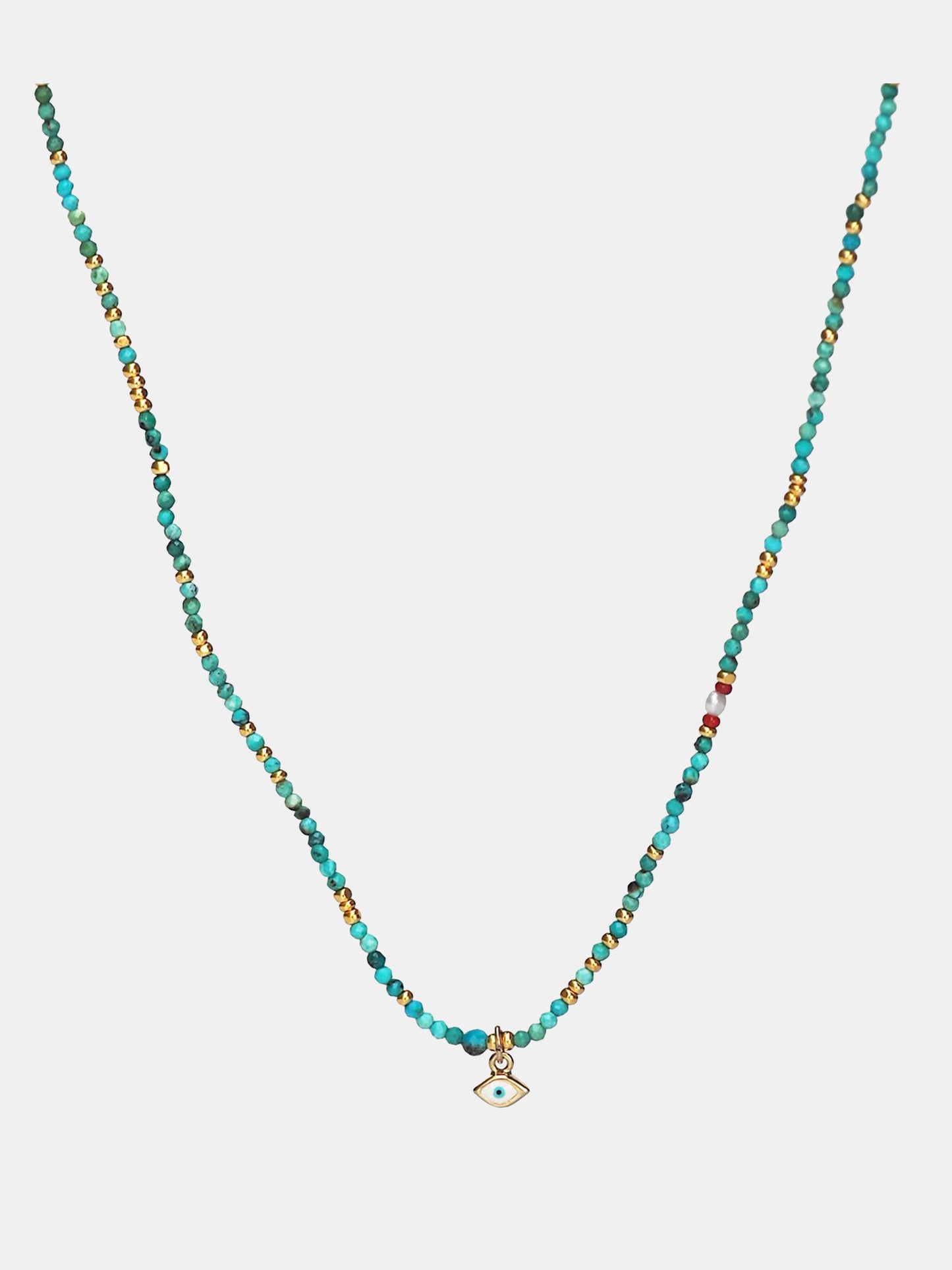 Tai Handmade Turquoise Beaded Necklace with Evil Eye Dangle - Saint Bernard