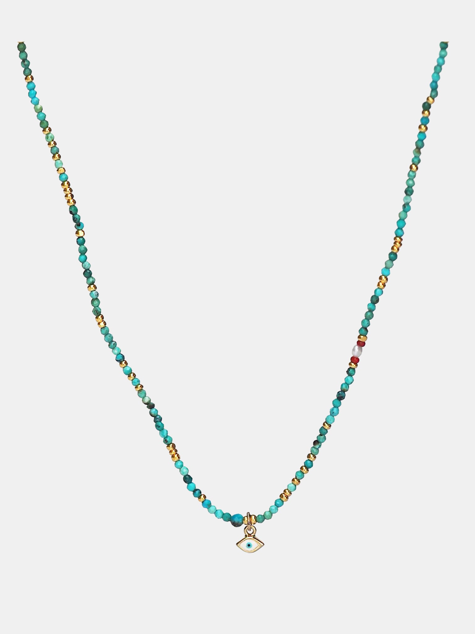 Tai Handmade Turquoise Beaded Necklace with Evil Eye Dangle - Saint Bernard