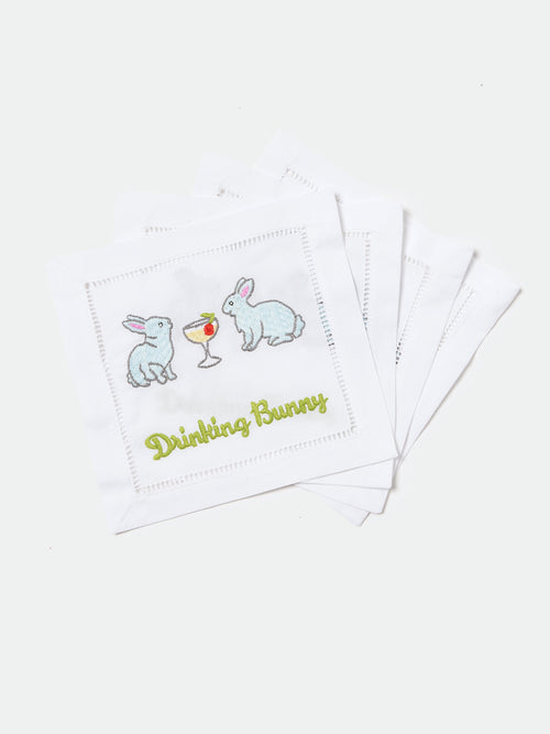 August Morgan Drinking Bunny Cocktail Napkin Set