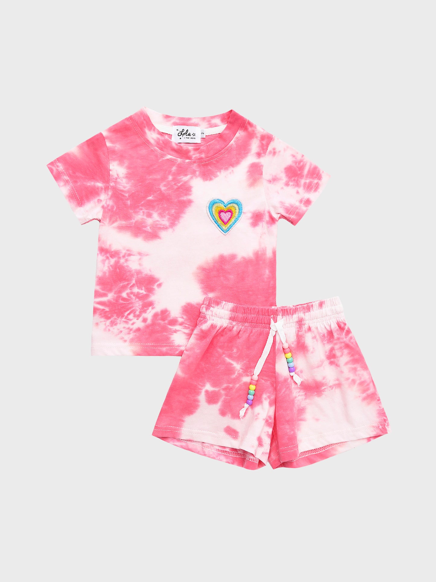 Lola And The Boys Girls' Pink Tie-Dye Short Set