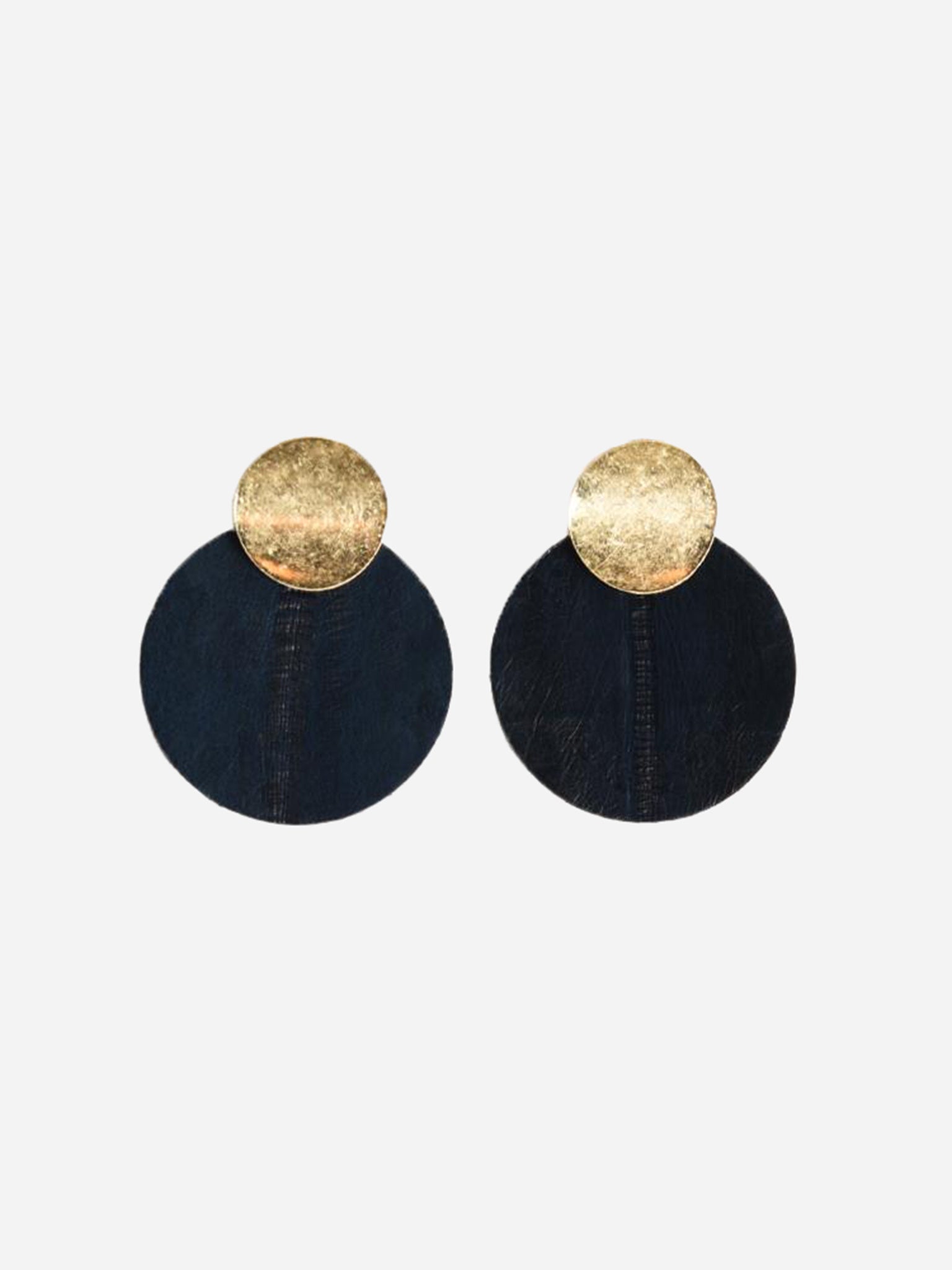 Panacea Navy Leather Circle Earring - Saint Bernard