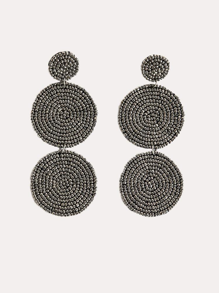 Panacea Hematite Bead Linear Circle Earring - Saint Bernard