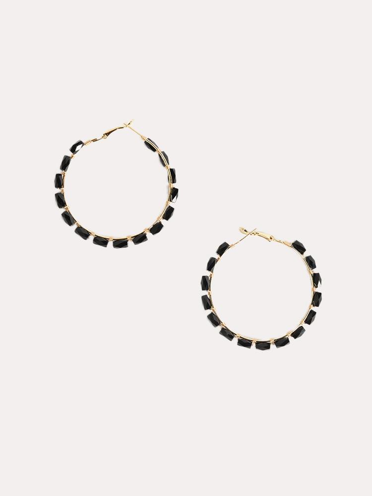 Panacea Black Rectangle Crystal Hoop - Saint Bernard
