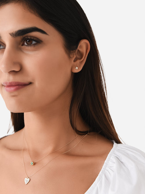 Adina Reyter Women's Tiny Diamond Clover Stud Earrings