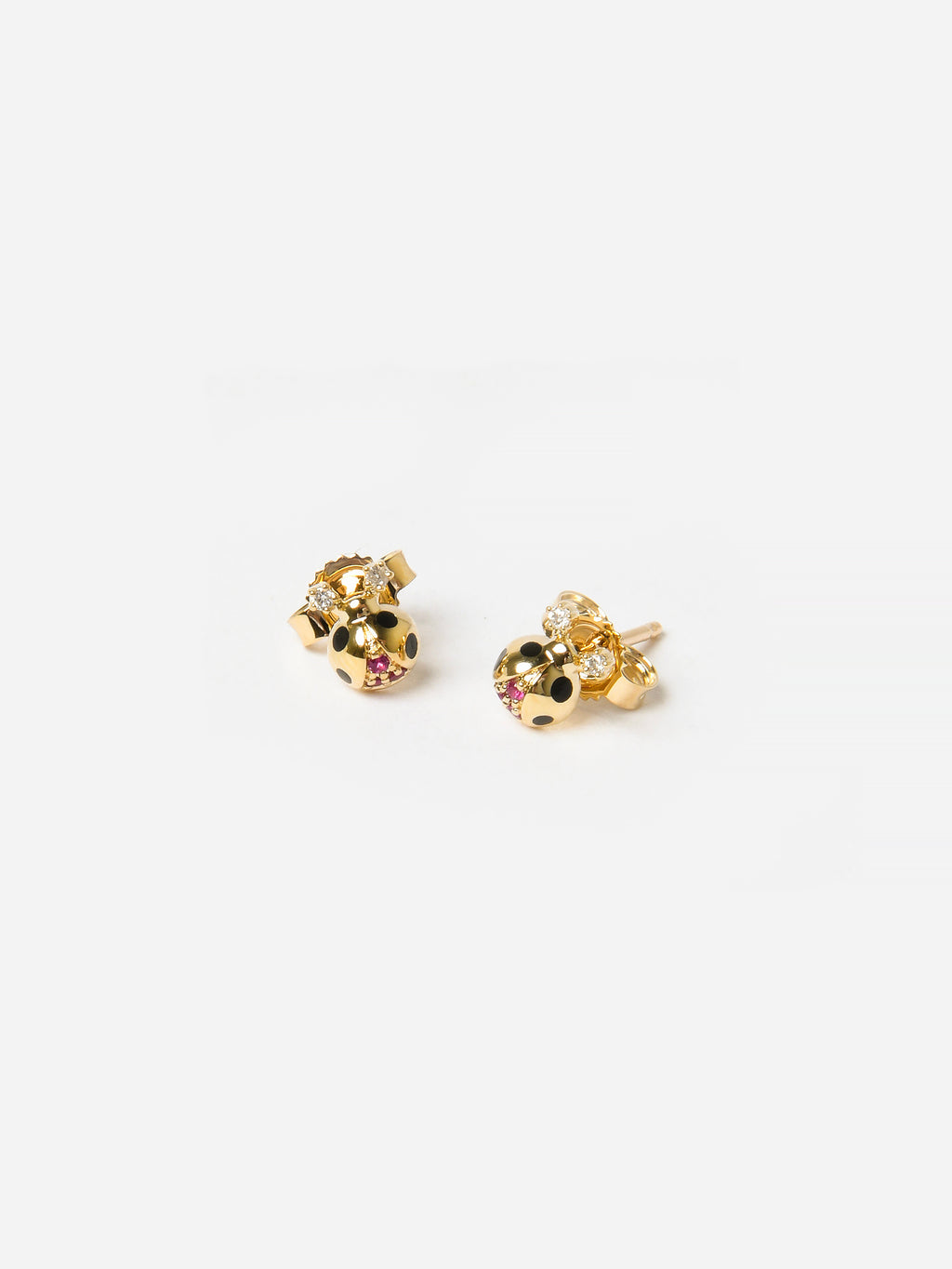 Adina Reyter Women's Ruby Diamond Ceramic Ladybug Stud Earrings - Saint Bernard