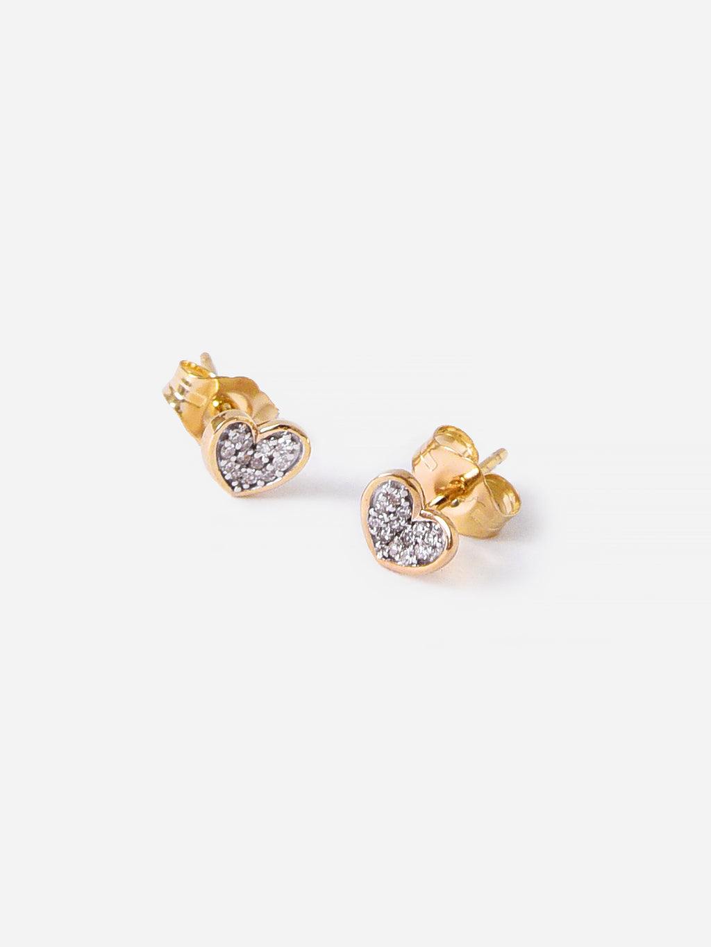 Adina Reyter Women's Super Tiny Pave Folded Heart Posts - Saint Bernard