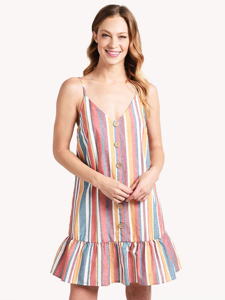 Winslow Button Front Linen Cami Mini Dress - Saint Bernard