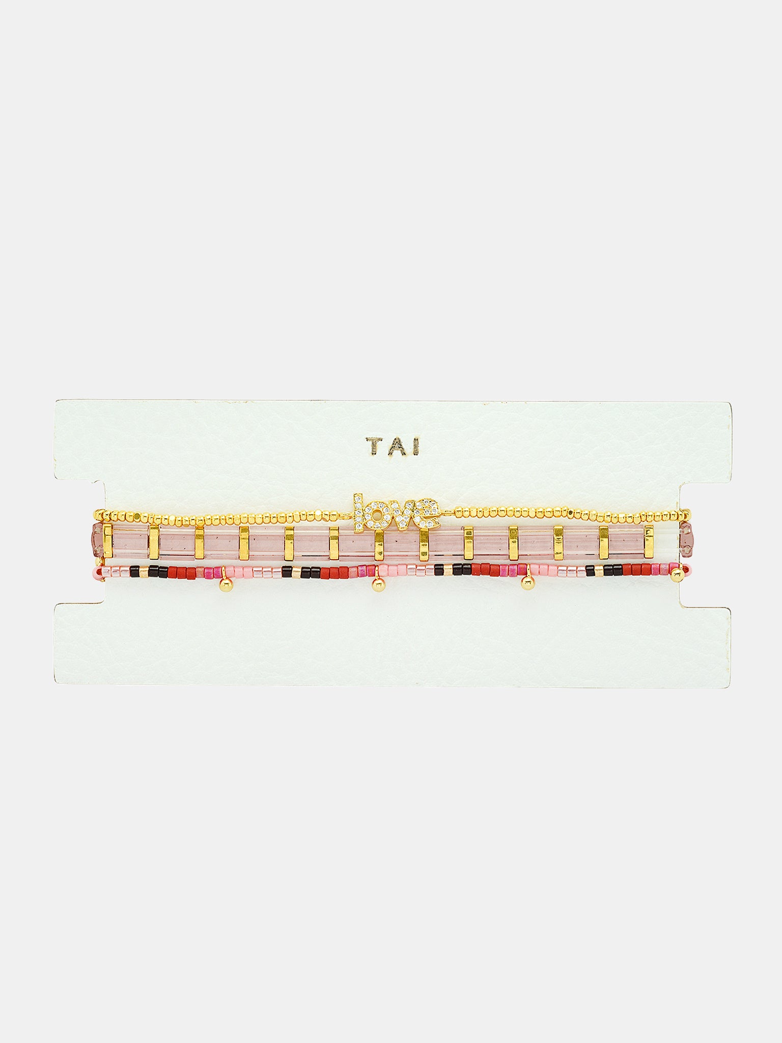 Tai Set of Three Love Bracelets in Purple, Black, Red and Pink - Saint Bernard