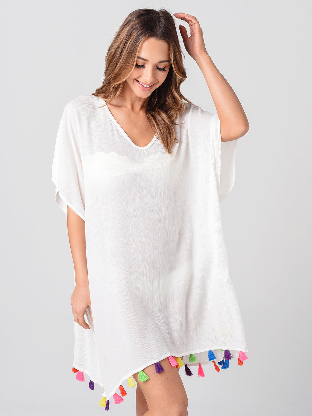 Echo Women's Solid Tassel Caftan - Saint Bernard