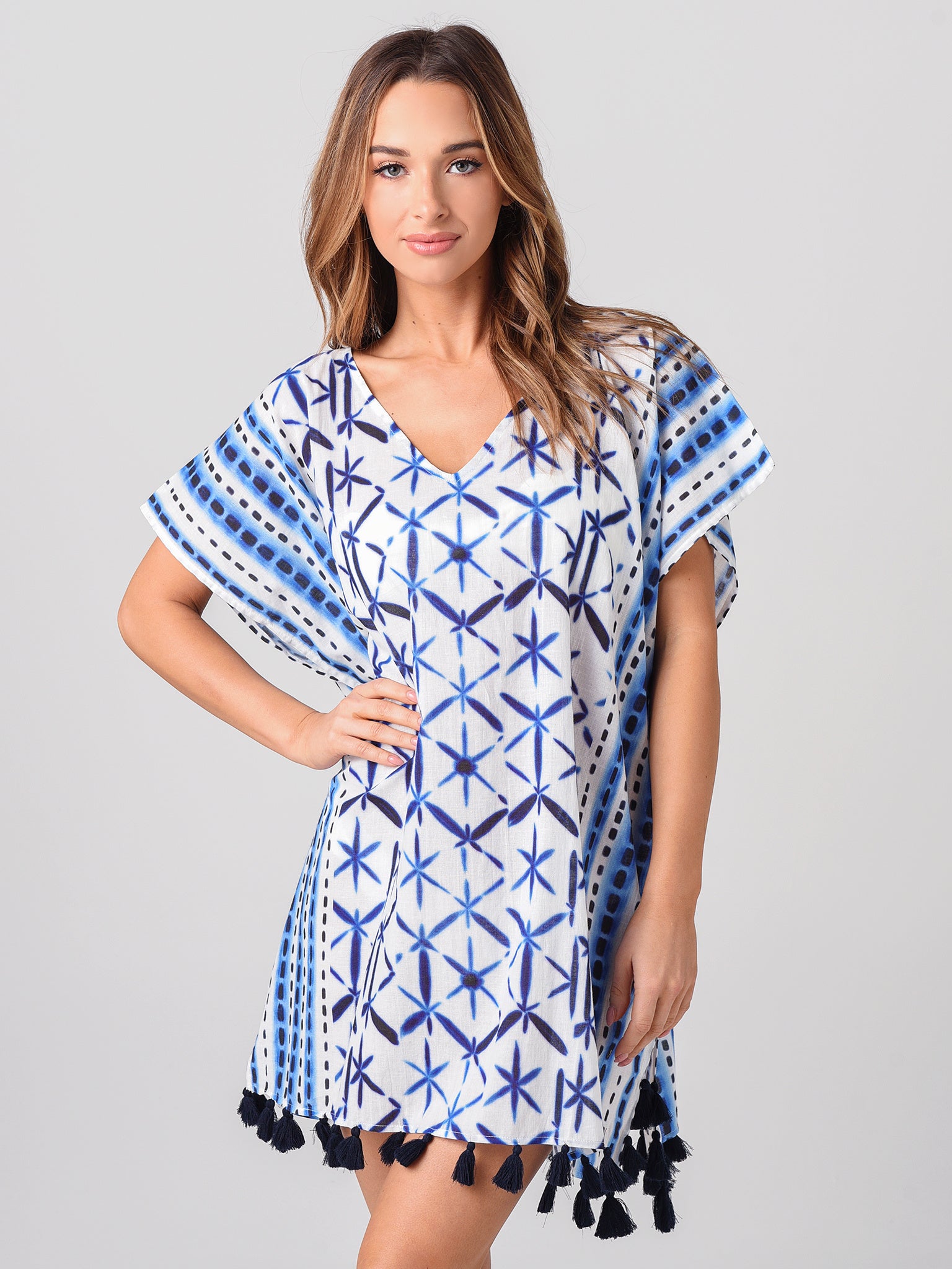 Echo Women’s Shibori Tassel Caftan - Saint Bernard
