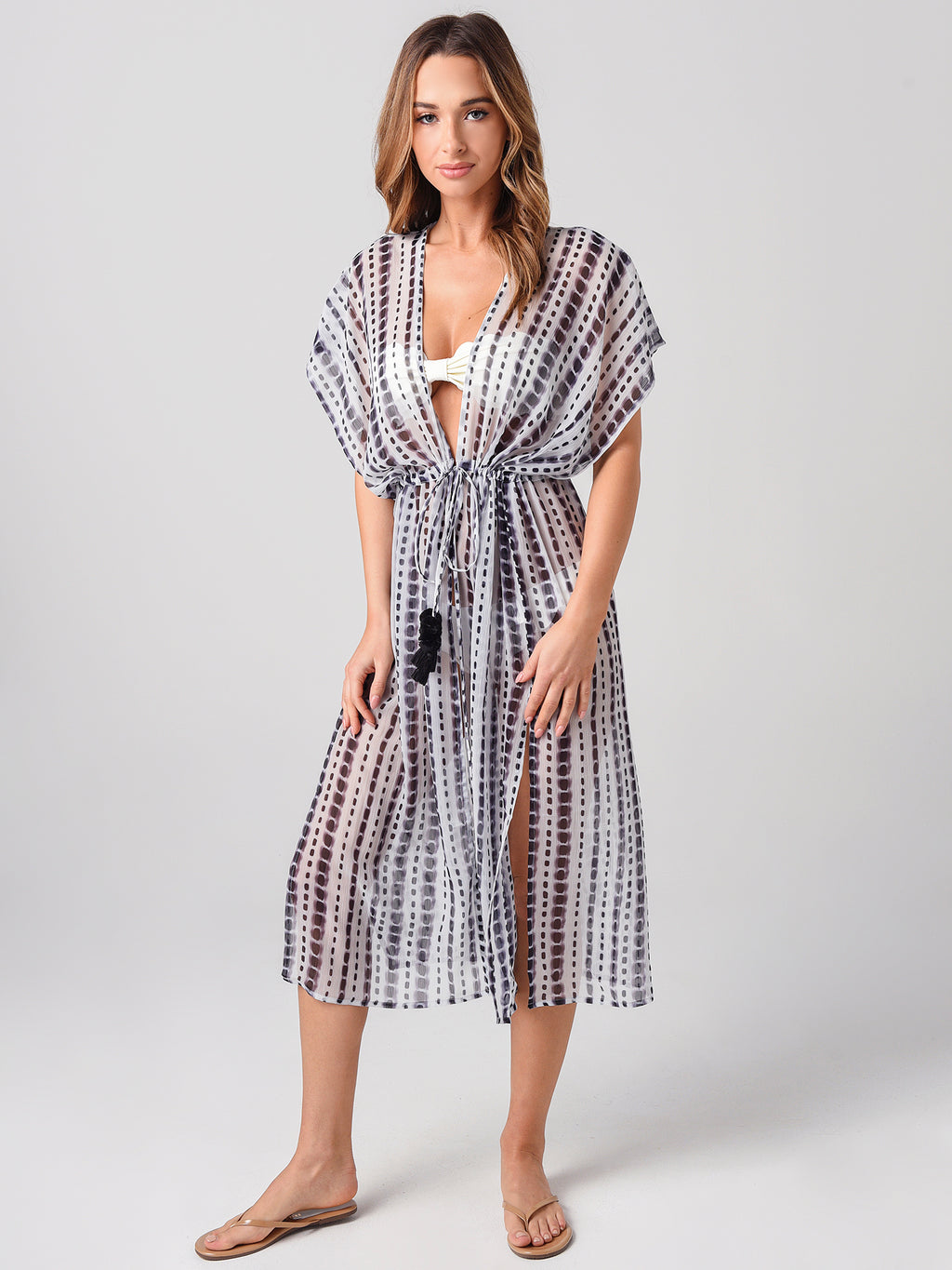 Echo Women’s Shibori Midi Open Caftan - Saint Bernard