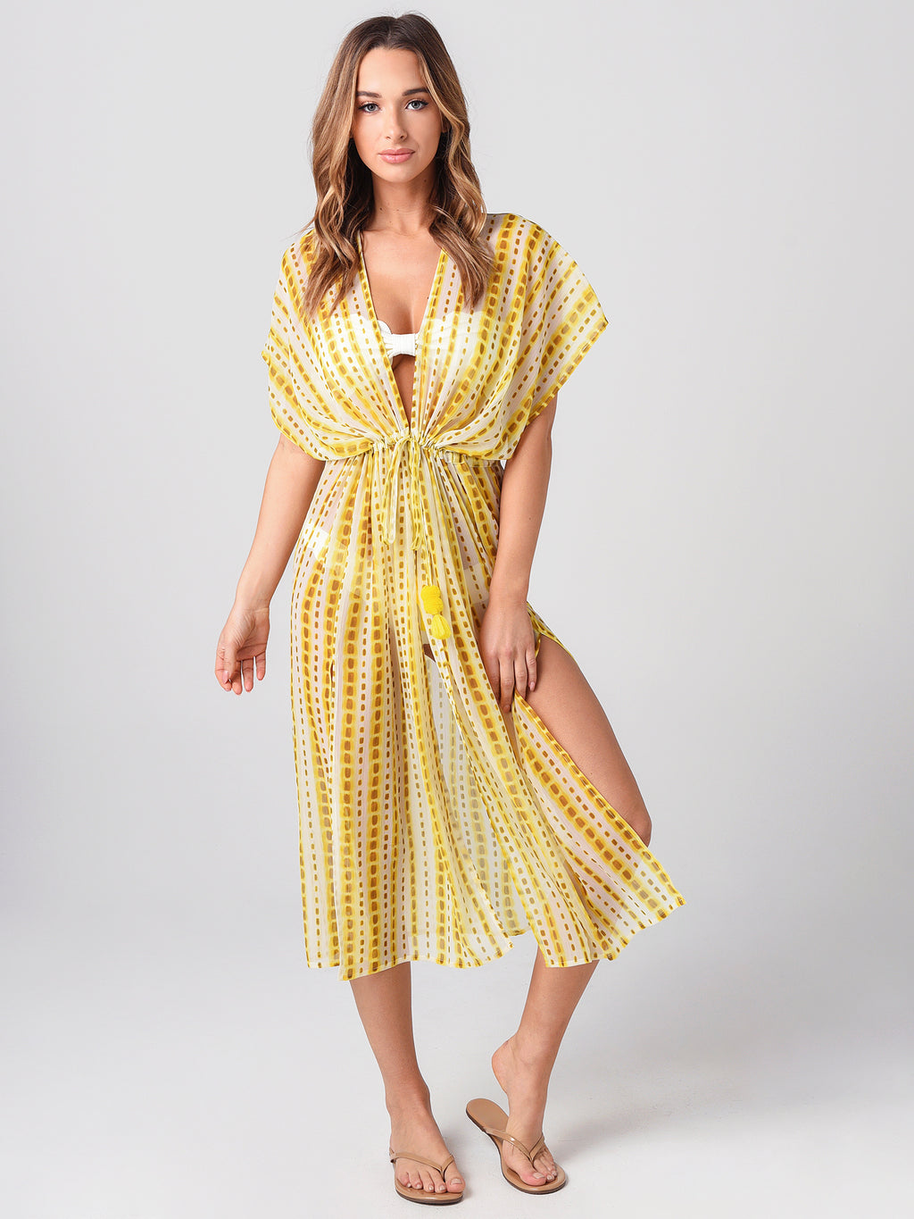 Echo Women’s Shibori Midi Open Caftan - Saint Bernard