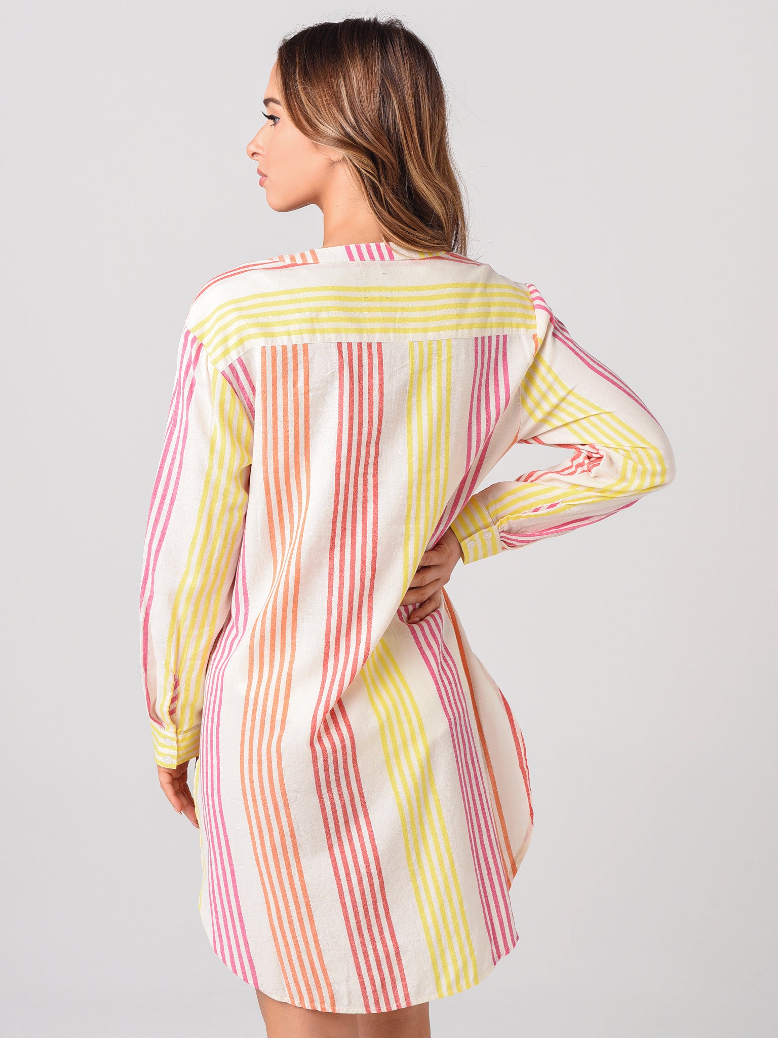 chinese dress ladies Echo Women's V-Neck Long Sleeve Stripe Tunic Cover-Up – Saint Bernard