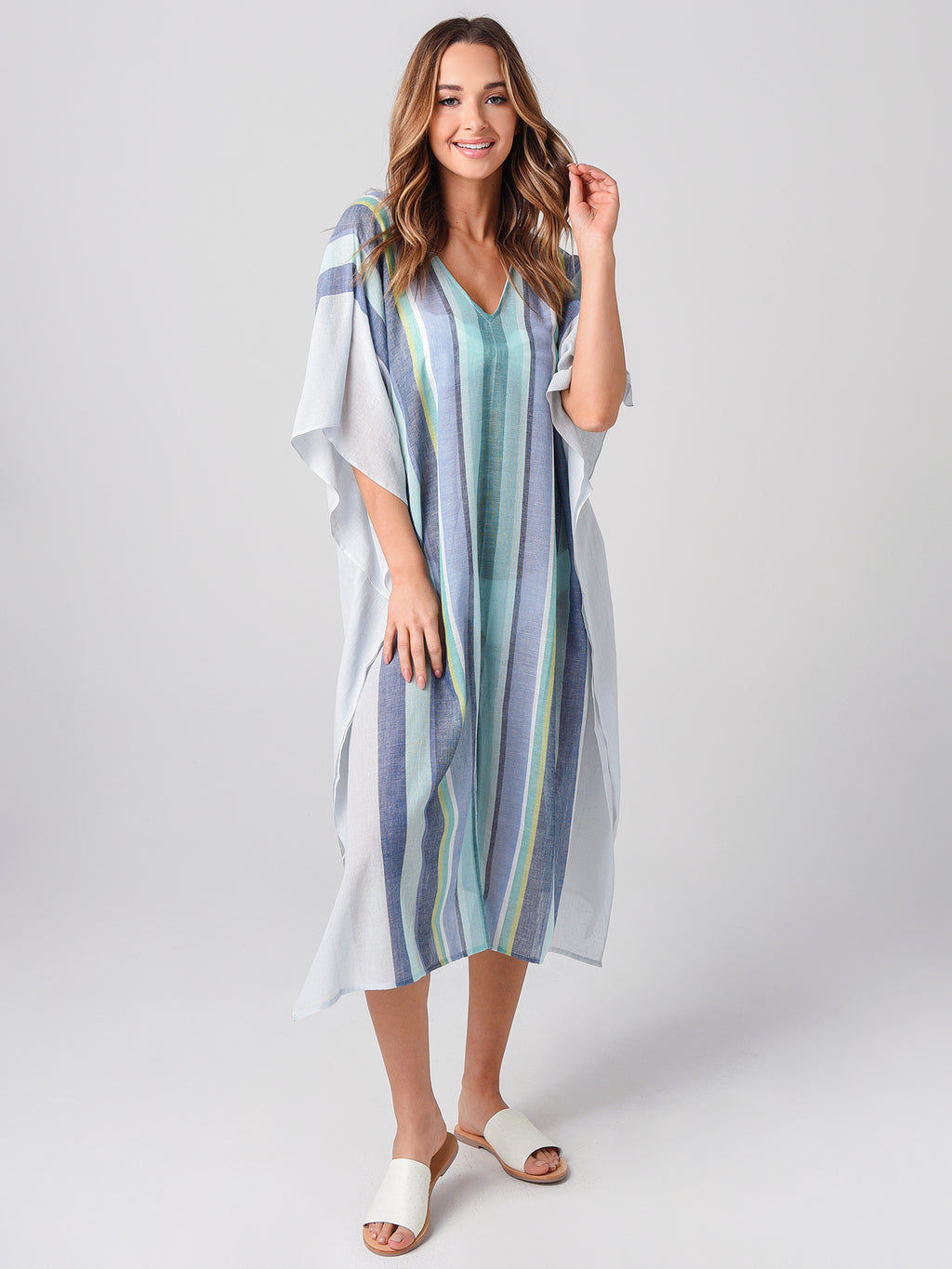 Echo Women's Beach Stripe Maxi Caftan - Saint Bernard