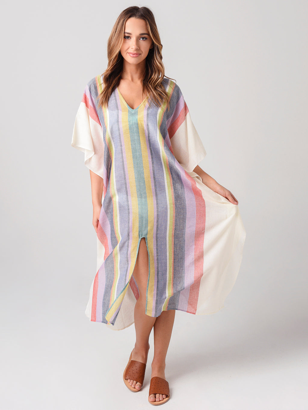 Echo Women's Beach Stripe Maxi Caftan - Saint Bernard