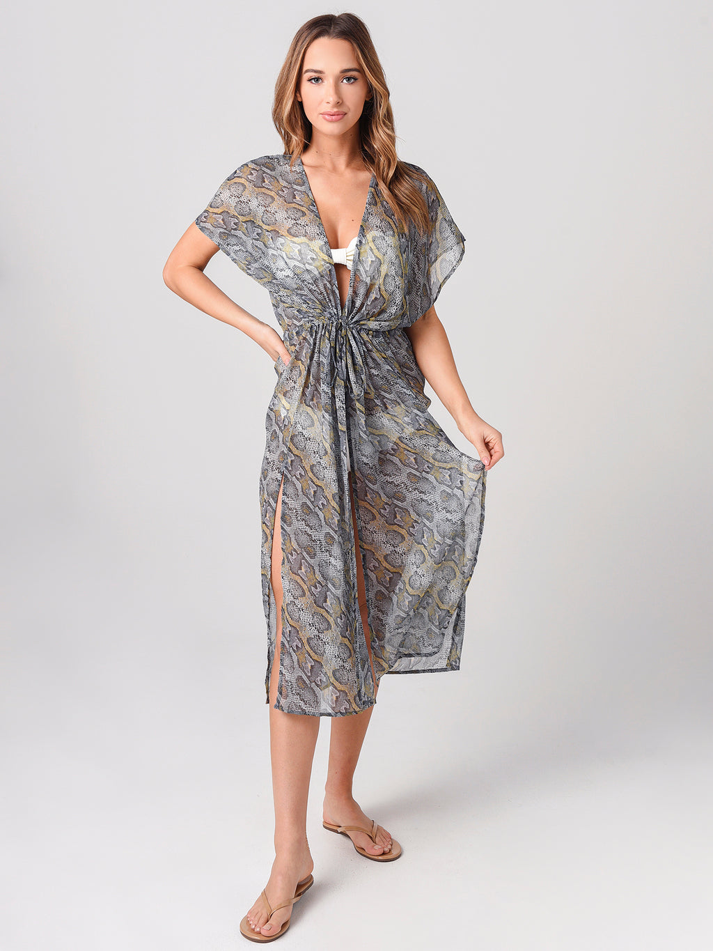 Echo Women's Python Open Front Midi Caftan - Saint Bernard