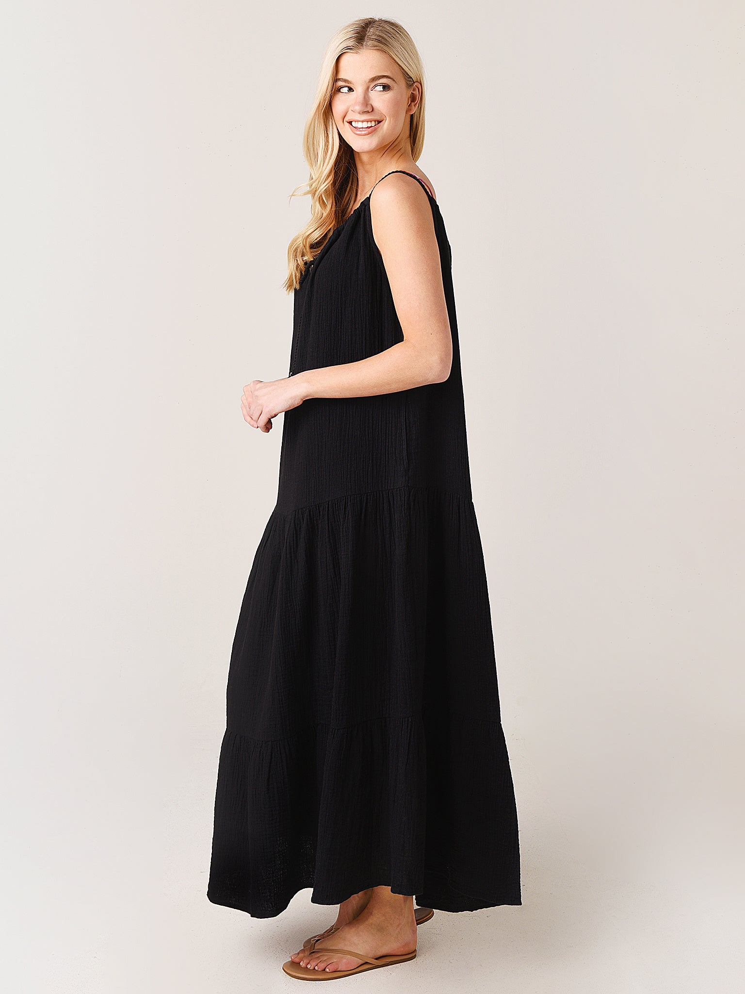 Echo Women's Gauze Tiered Maxi Breeze Dress