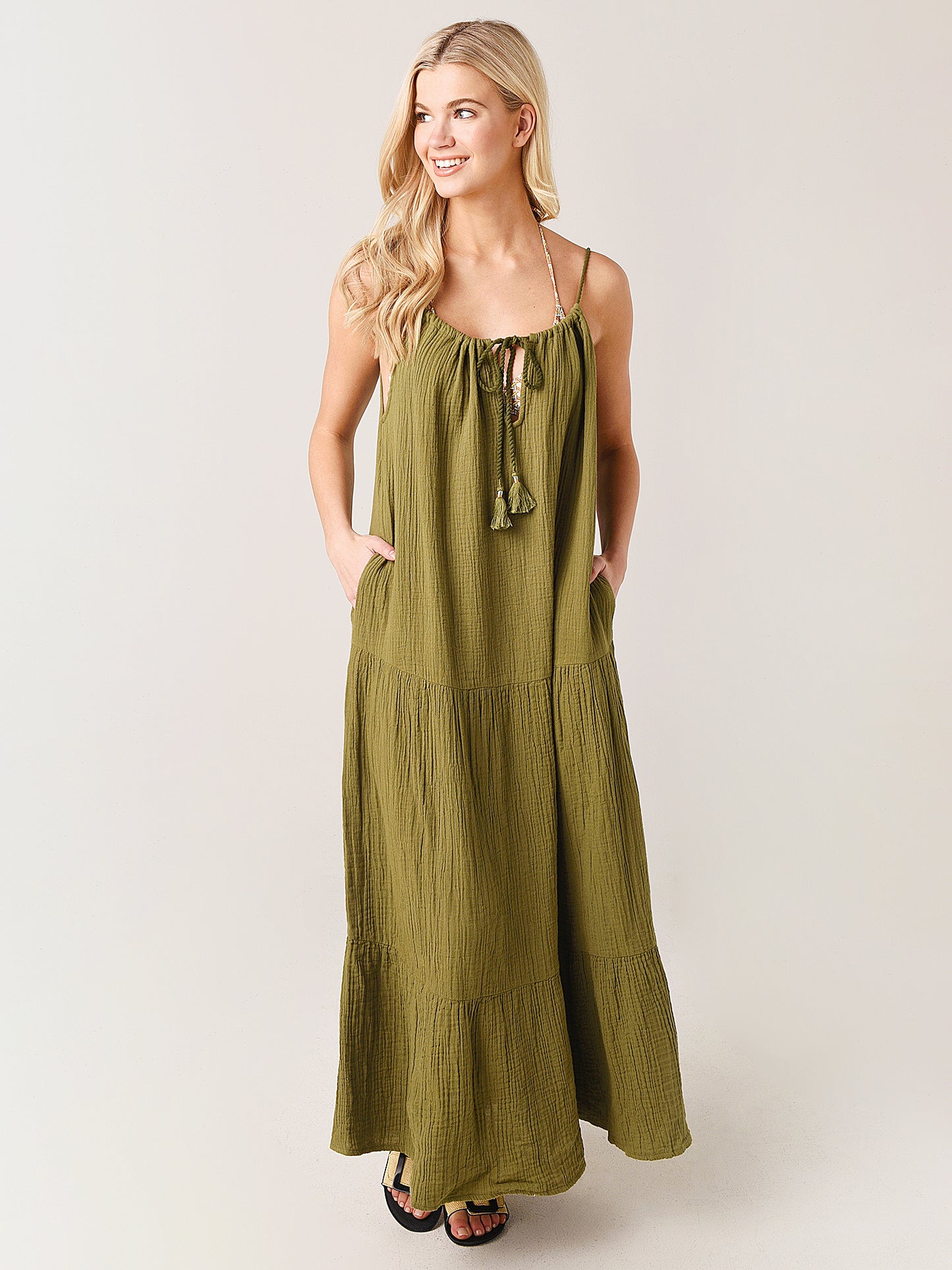 Echo Women's Gauze Tiered Maxi Breeze Dress - Saint Bernard