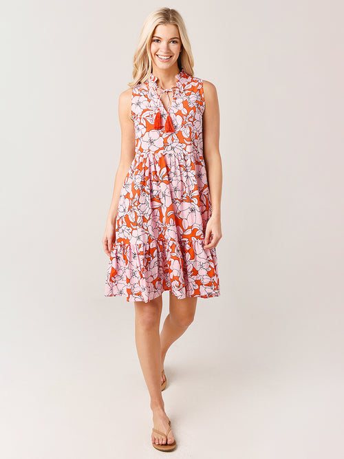 Echo Women's Etched Floral Short Tiered Dress