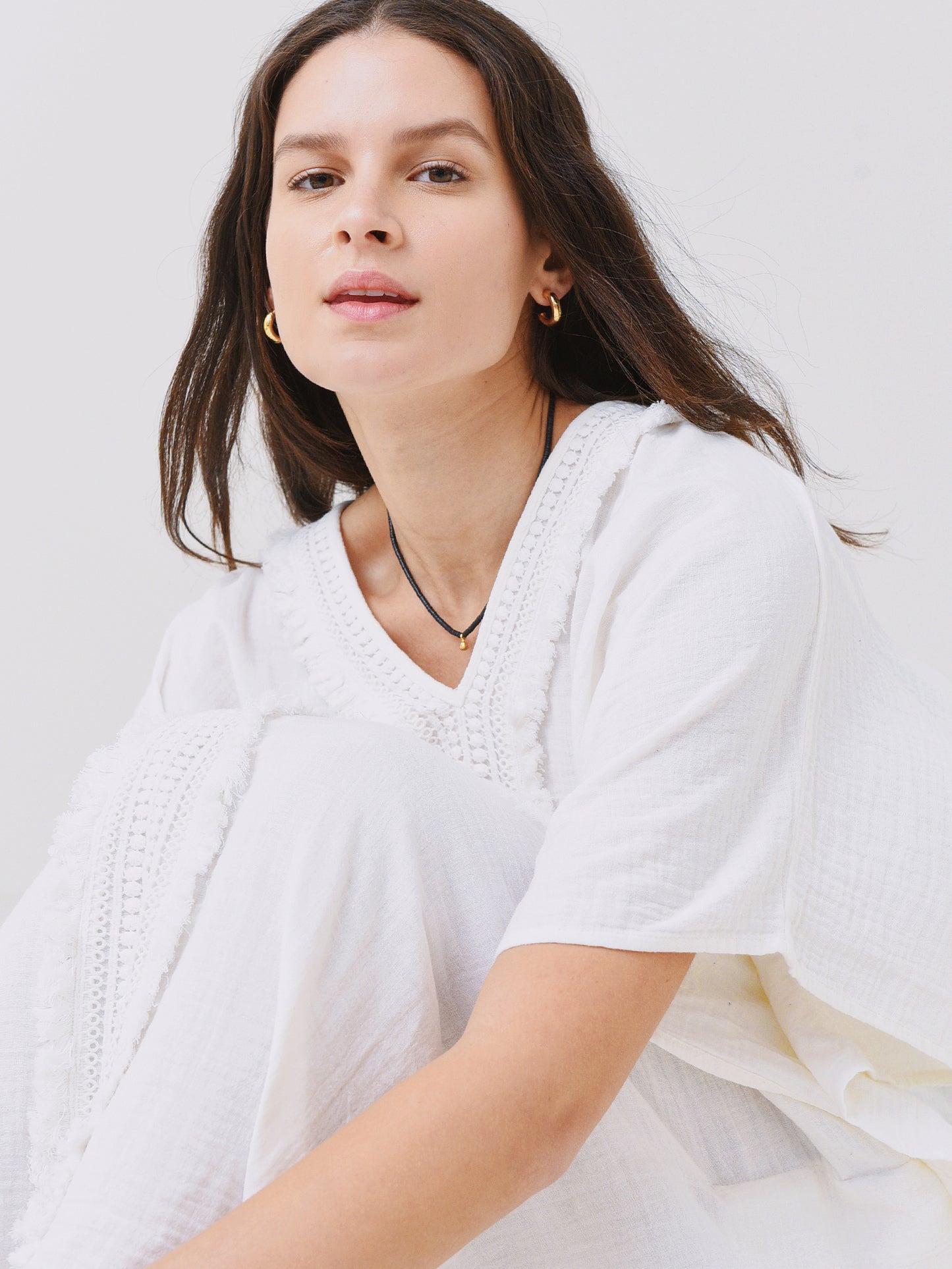 Echo Women's Lace Maxi Caftan - Saint Bernard