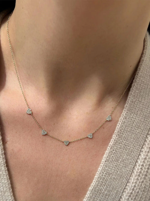 EF Collection Women's 5 Diamond Mini Heart Necklace