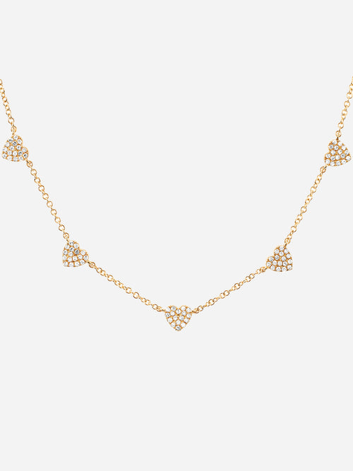 EF Collection Women's 5 Diamond Mini Heart Necklace