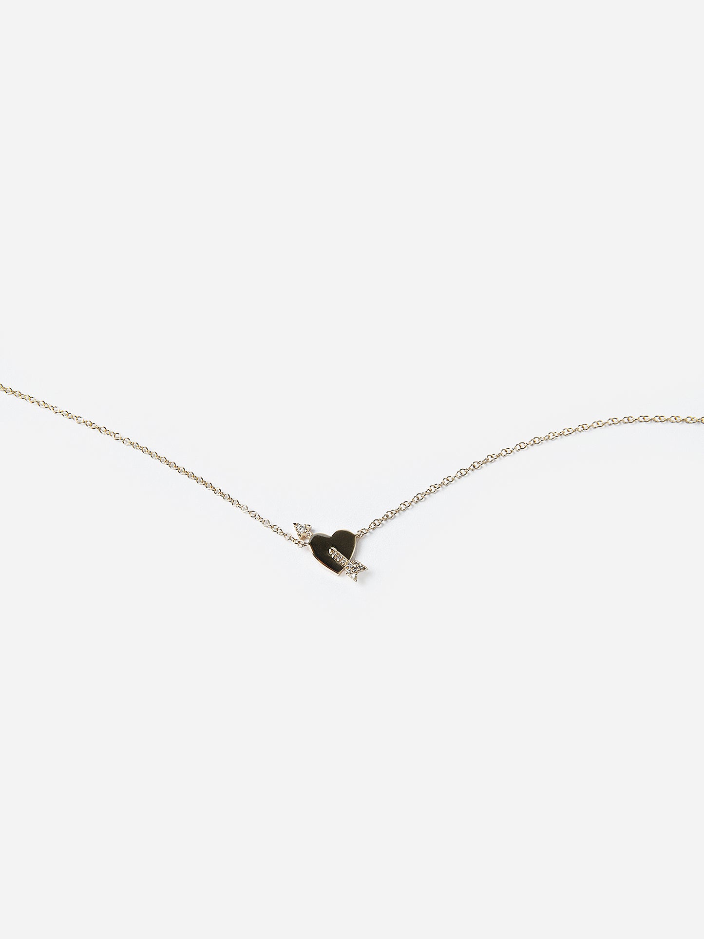 EF Collection Women's Heart Diamond Arrow Necklace