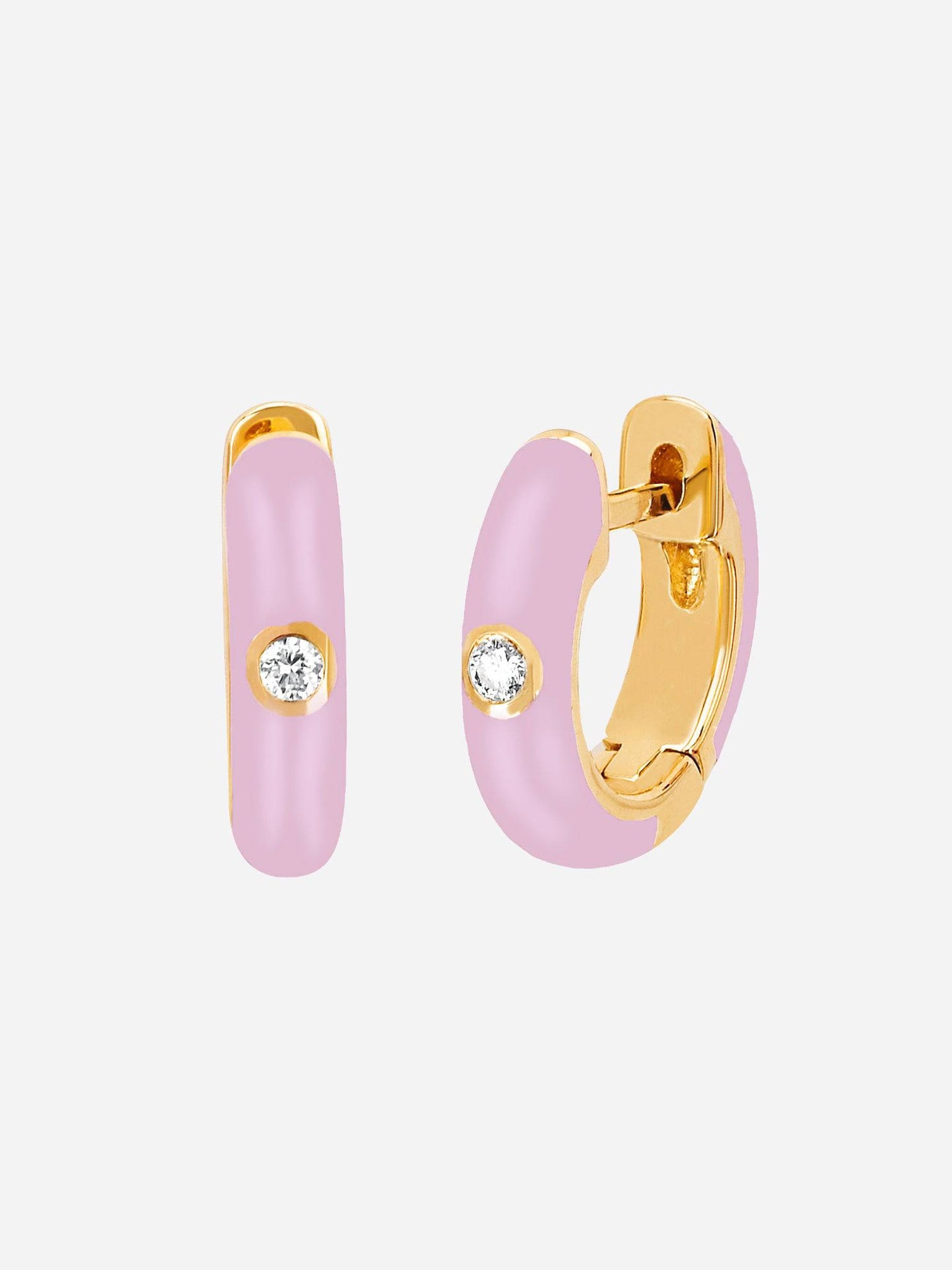 EF Collection Women's Diamond Enamel Huggie Earrings - Saint Bernard